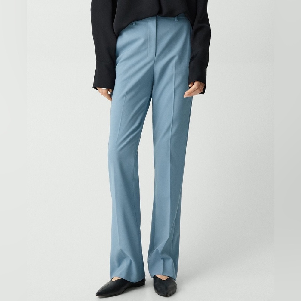 Theory Dusty Blue Demitria Dress Pants Size 2 Minimalist Modern Quiet Luxury